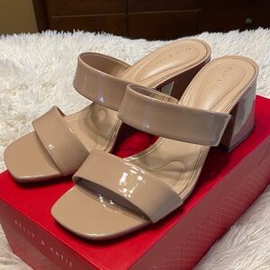 Kelly & Katie Beige Patent Mules